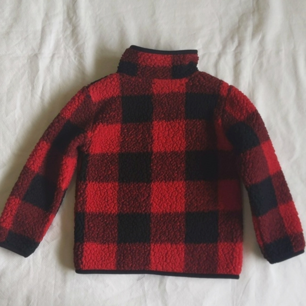 Joe Fresh Buffalo Plaid Sherpa Teddy Fleece Jacket 2T Unisex Red Lumberjack - Picture 7 of 7